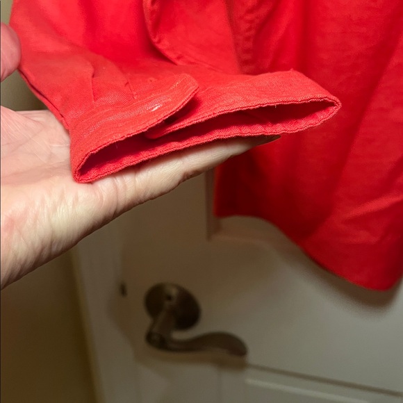 100% Linen Eddie Bauer Vibrant Red Casual Button Down Shirt - Picture 5 of 11